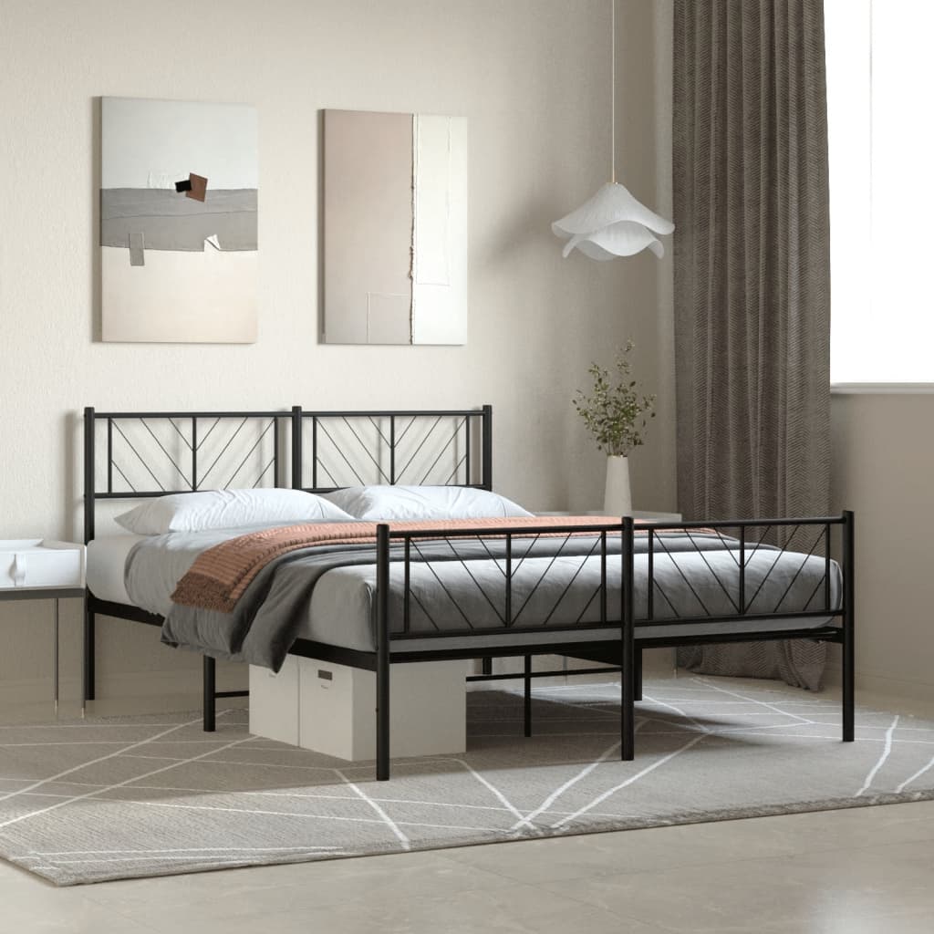 foto del prodotto giroletto con testiera e pediera metallo nero 120x190 cmcod mxl 82923
