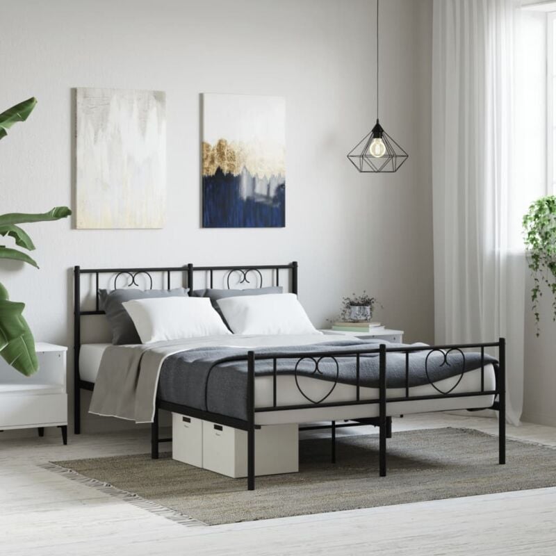 foto del prodotto giroletto con testiera e pediera metallo nero 120x200 cm vidaxl