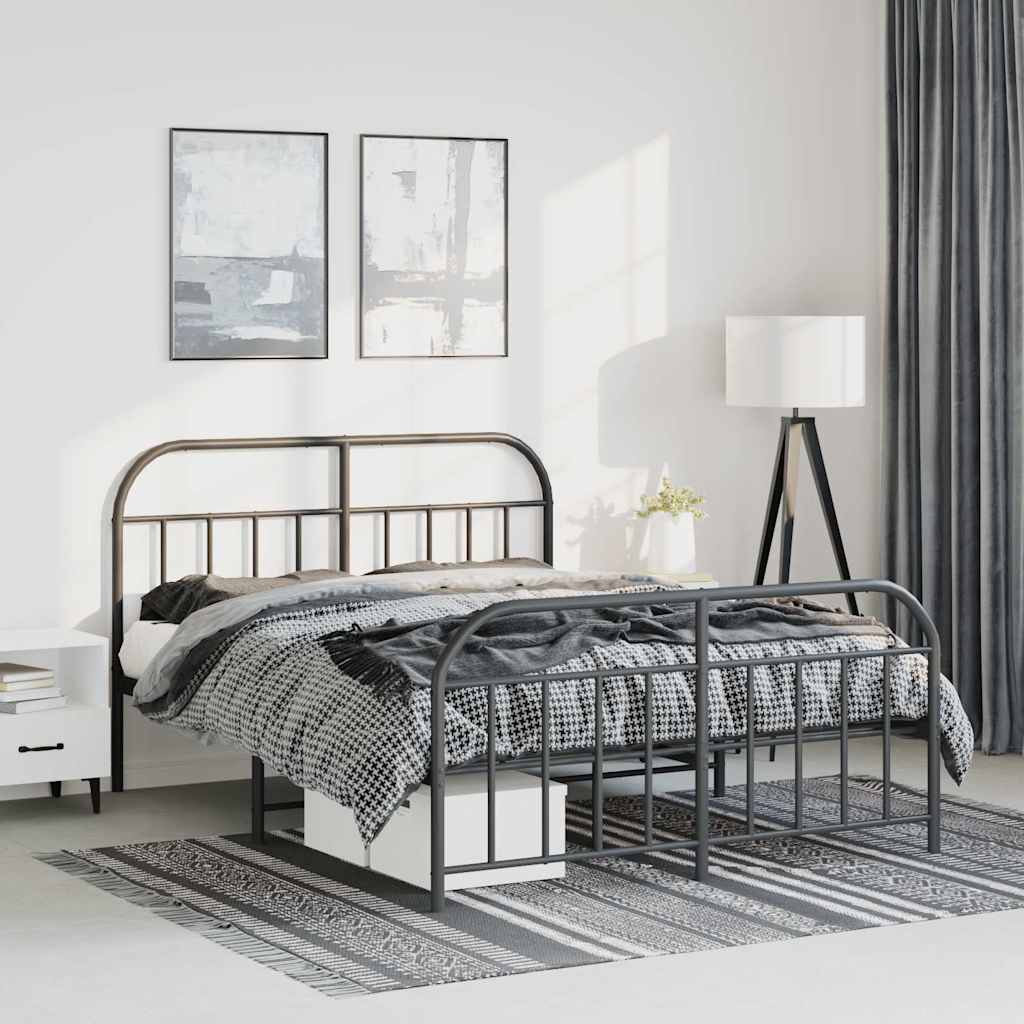 foto del prodotto giroletto con testiera e pediera metallo nero 135x190 cmcod mxl 129217