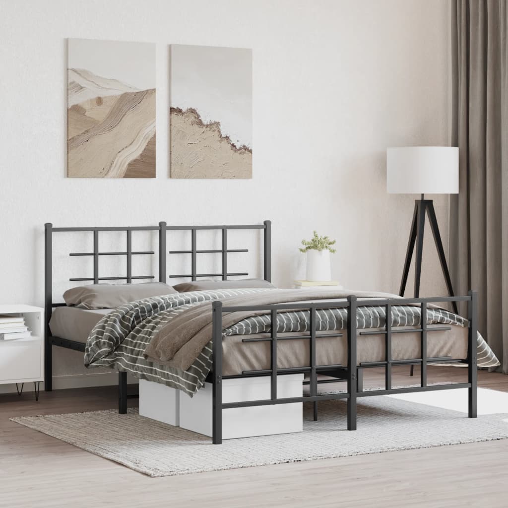 foto del prodotto giroletto con testiera e pediera metallo nero 135x190 cmcod mxl 86696