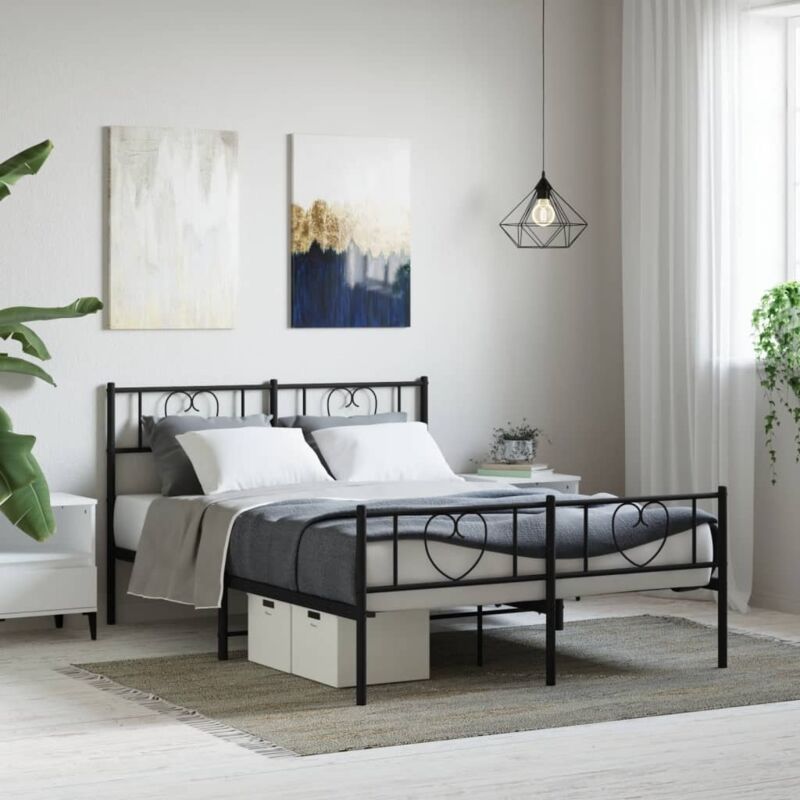 foto del prodotto giroletto con testiera e pediera metallo nero 140x190 cm vidaxl
