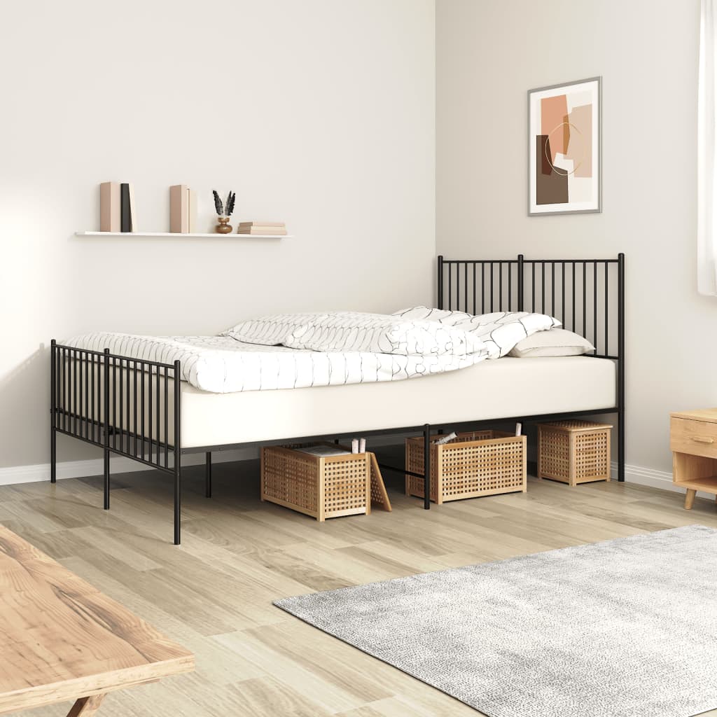 foto del prodotto giroletto con testiera e pediera metallo nero 140x190 cmcod mxl 81798