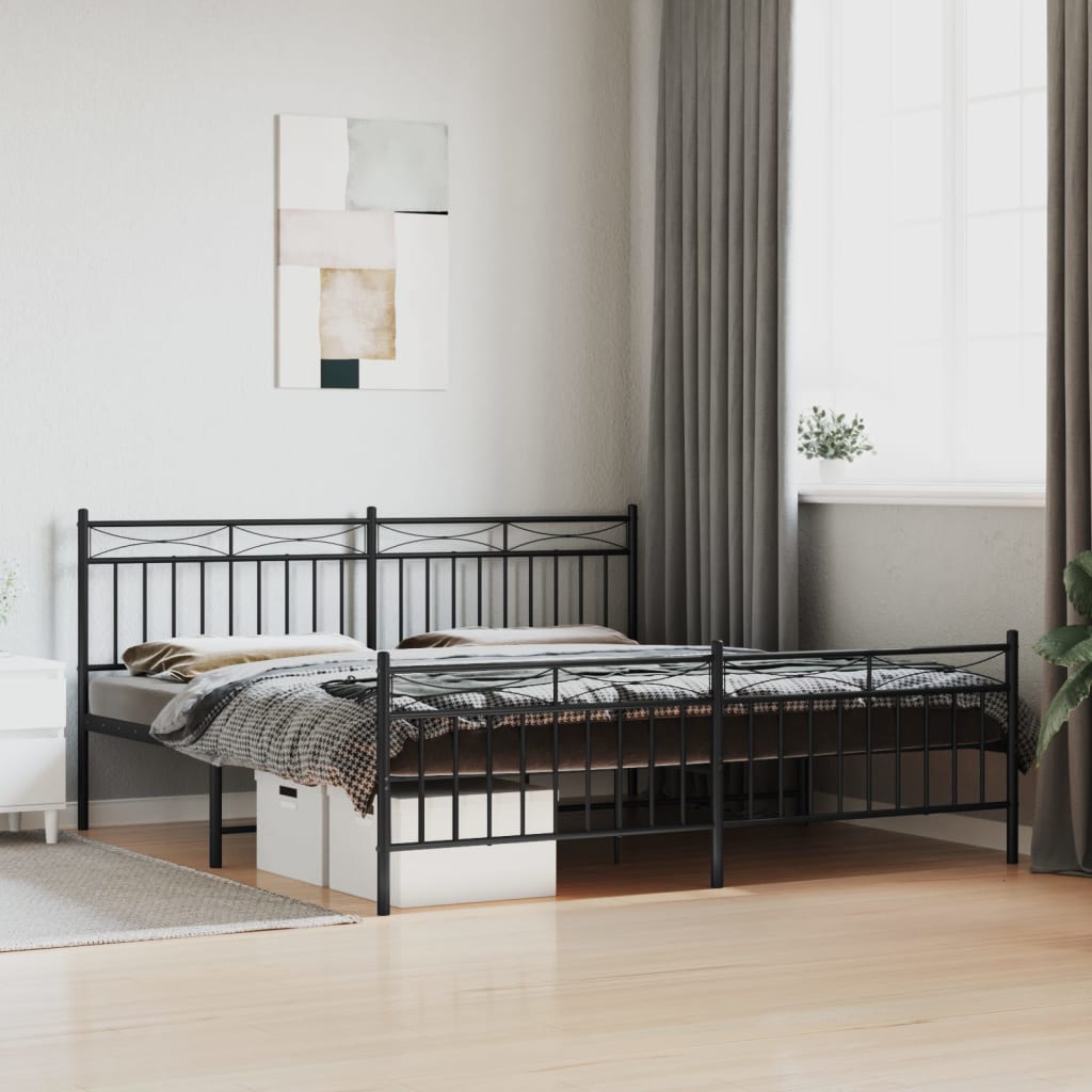 foto del prodotto giroletto con testiera e pediera metallo nero 180x200 cmcod mxl 83954