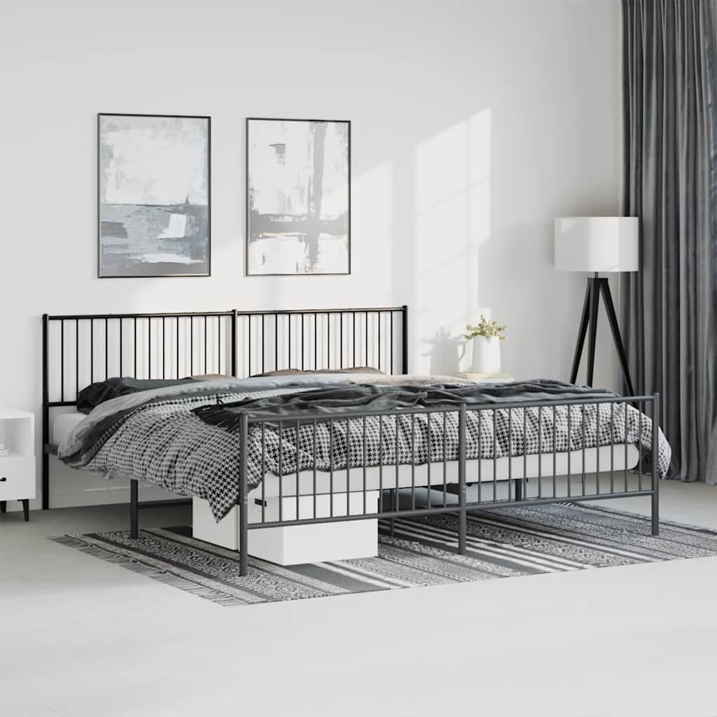 foto del prodotto giroletto con testiera e pediera metallo nero 193x203 cmcod mxl 105774