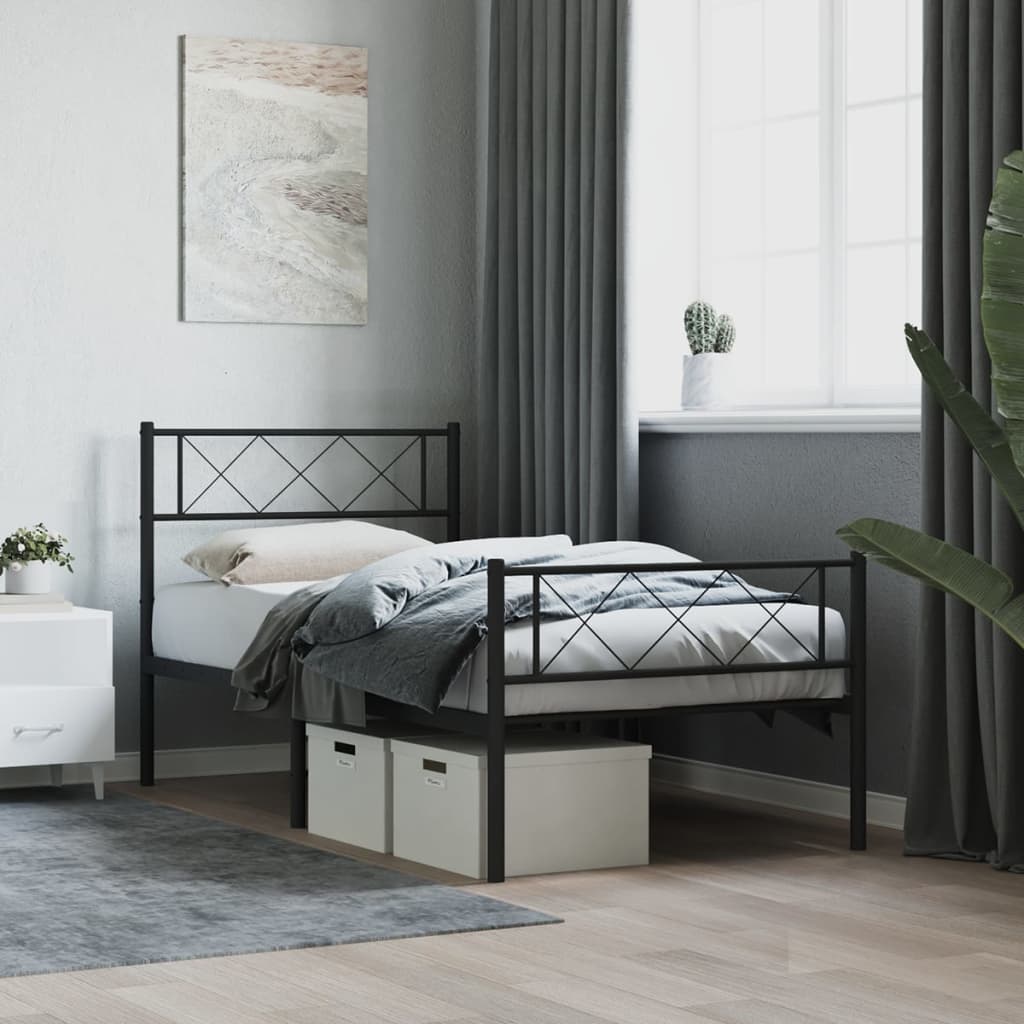 foto del prodotto giroletto con testiera e pediera metallo nero 75x190 cmcod mxl 106511