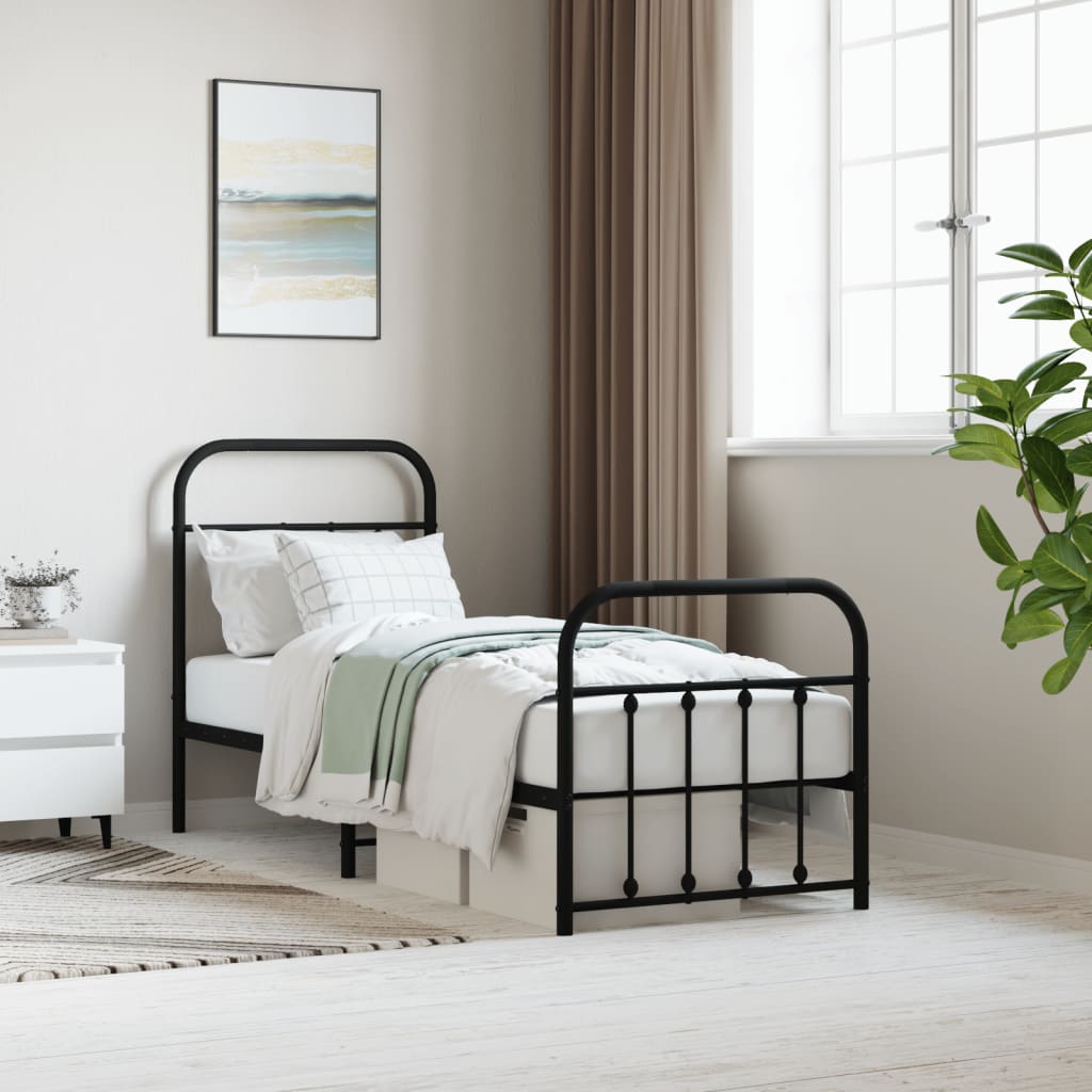foto del prodotto giroletto con testiera e pediera metallo nero 75x190 cmcod mxl 129428