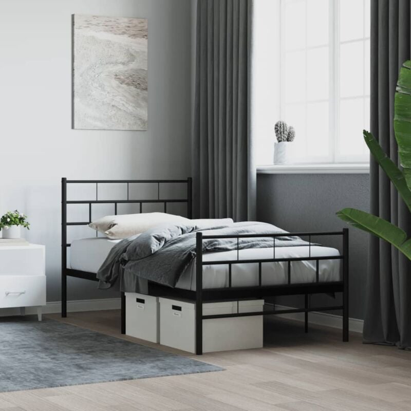 foto del prodotto giroletto con testiera e pediera metallo nero 80x200 cm vidaxl