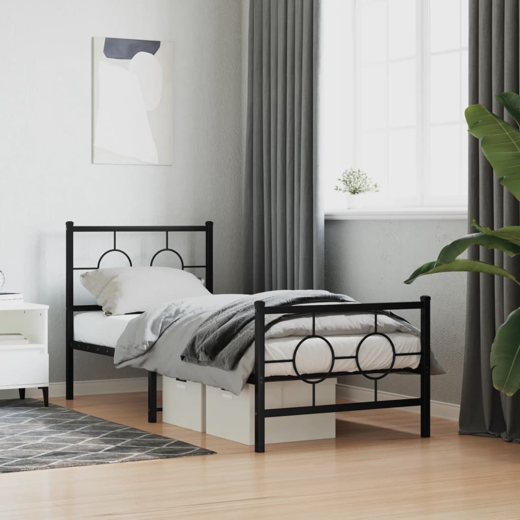 foto del prodotto giroletto con testiera e pediera metallo nero 80x200 cmcod mxl 112280