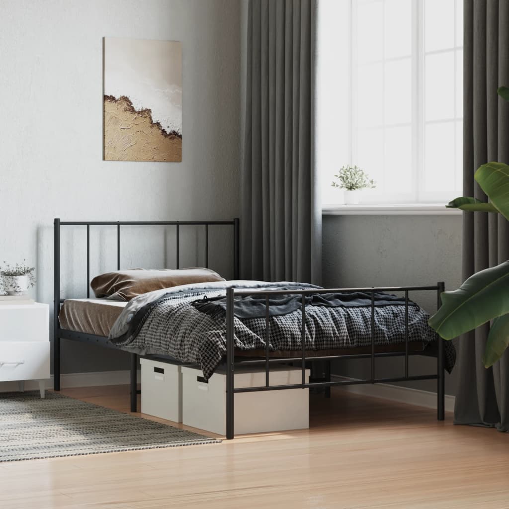 foto del prodotto giroletto con testiera e pediera metallo nero 90x200 cmcod mxl 70629