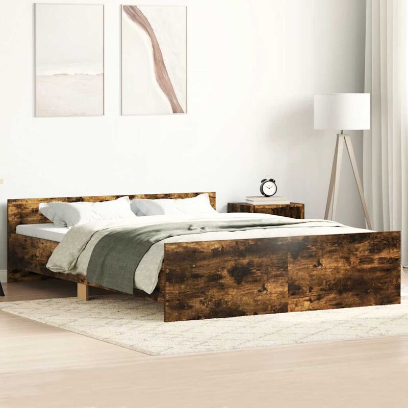 foto del prodotto giroletto con testiera e pediera rovere fumo 120x190 cm vidaxl