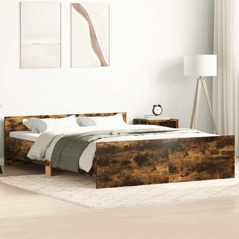 foto del prodotto giroletto con testiera e pediera rovere fumo 120x200 cm vidaxl