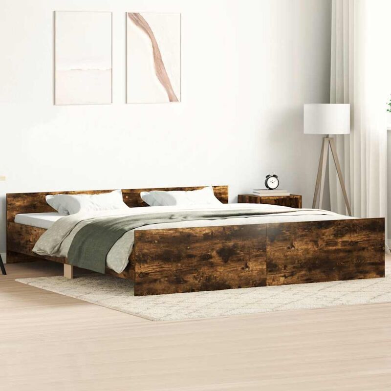 foto del prodotto giroletto con testiera e pediera rovere fumo 180x200 cm - vidaxl