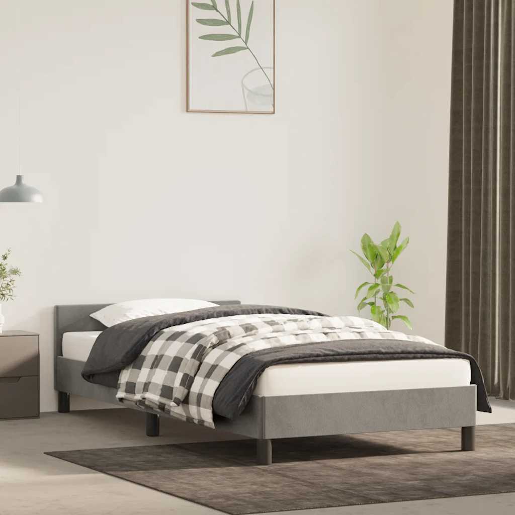 foto del prodotto giroletto con testiera grigio chiaro 100x200 cm in velluto cod mxl 62025