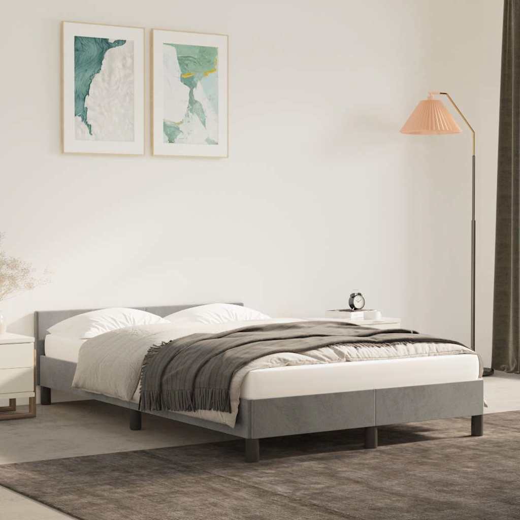 foto del prodotto giroletto con testiera grigio chiaro 120x200 cm in velluto cod mxl 64662