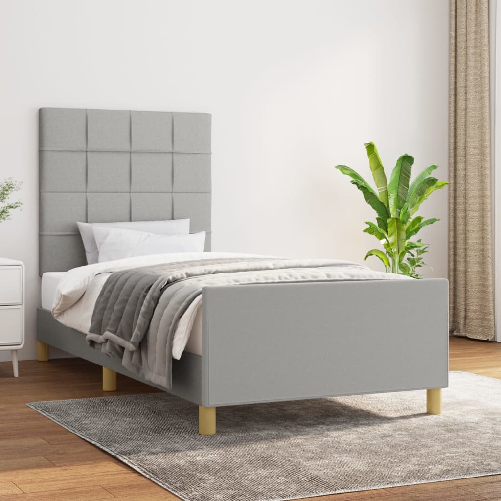 foto del prodotto giroletto con testiera grigio chiaro 80x200 cm in tessuto cod mxl 61567