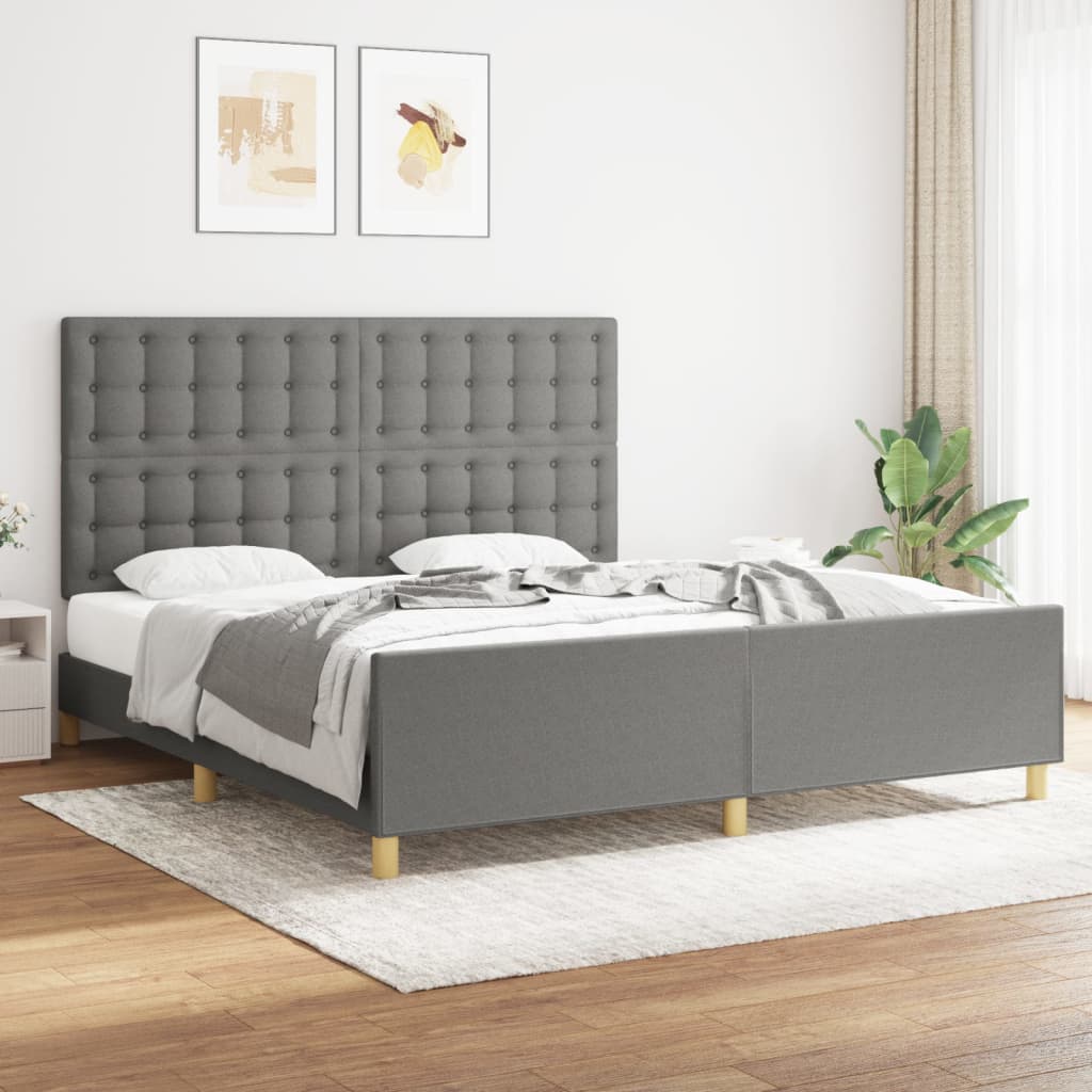 foto del prodotto giroletto con testiera grigio scuro 180x200 cm in tessuto cod mxl 61395