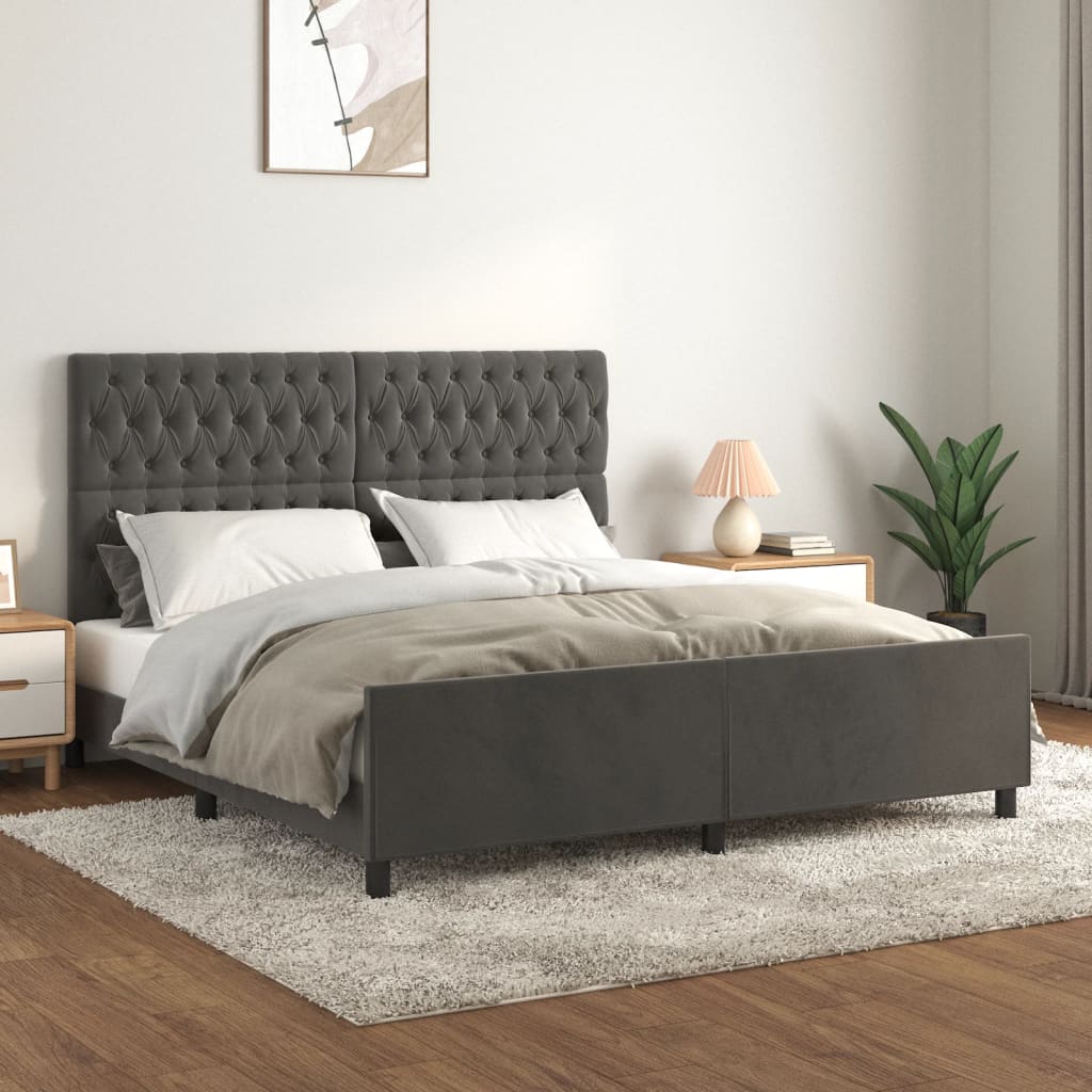 foto del prodotto giroletto con testiera grigio scuro 180x200 cm in velluto cod mxl 61521