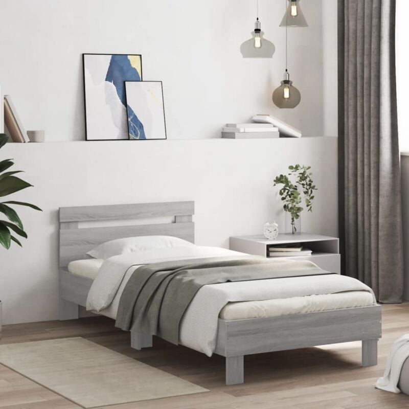 foto del prodotto giroletto con testiera grigio sonoma 75x190cm legno multistrato vidaxl