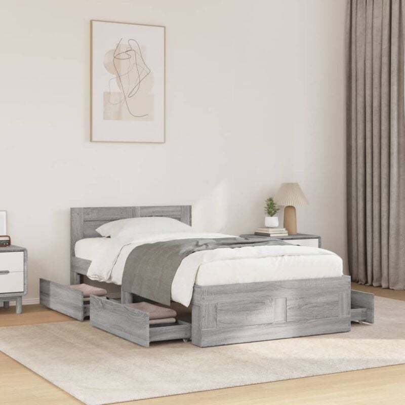 foto del prodotto giroletto con testiera grigio sonoma 75x190cm legno multistrato vidaxl