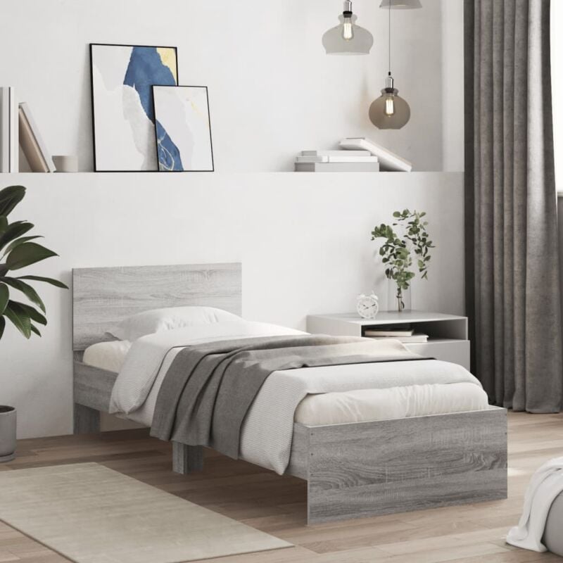 foto del prodotto giroletto con testiera grigio sonoma 90x200cm legno multistrato vidaxl
