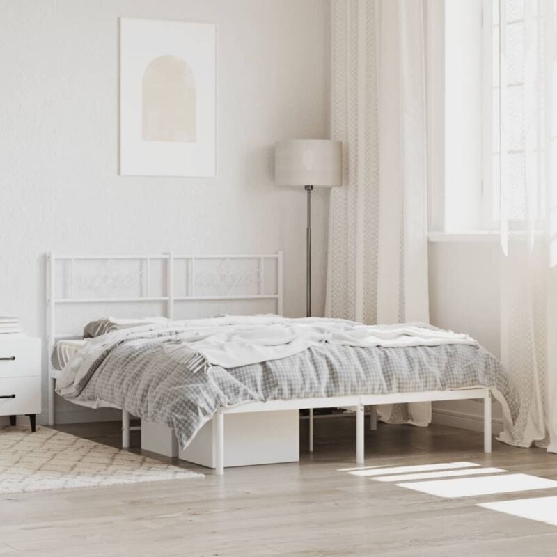 foto del prodotto giroletto con testiera in metallo bianco 120x200 cm