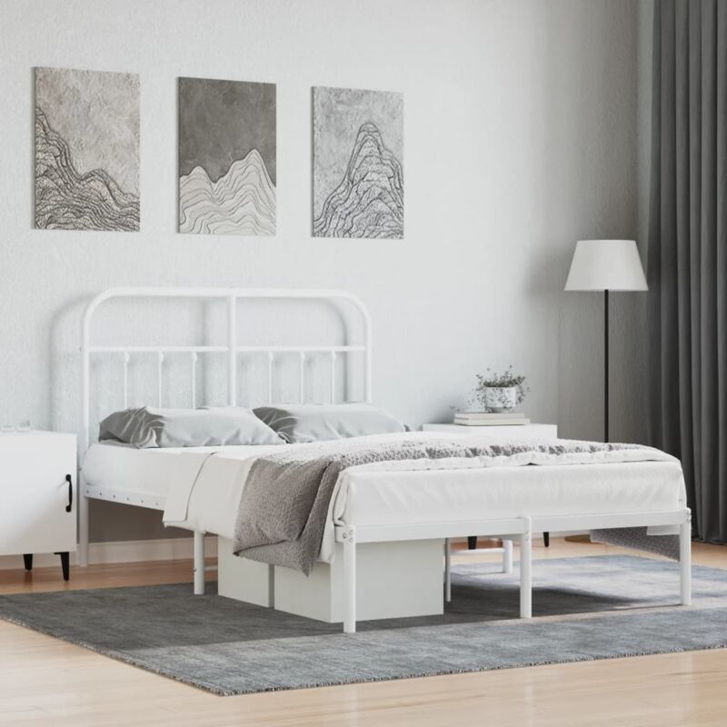 foto del prodotto giroletto con testiera in metallo bianco 120x200 cm vidaxl