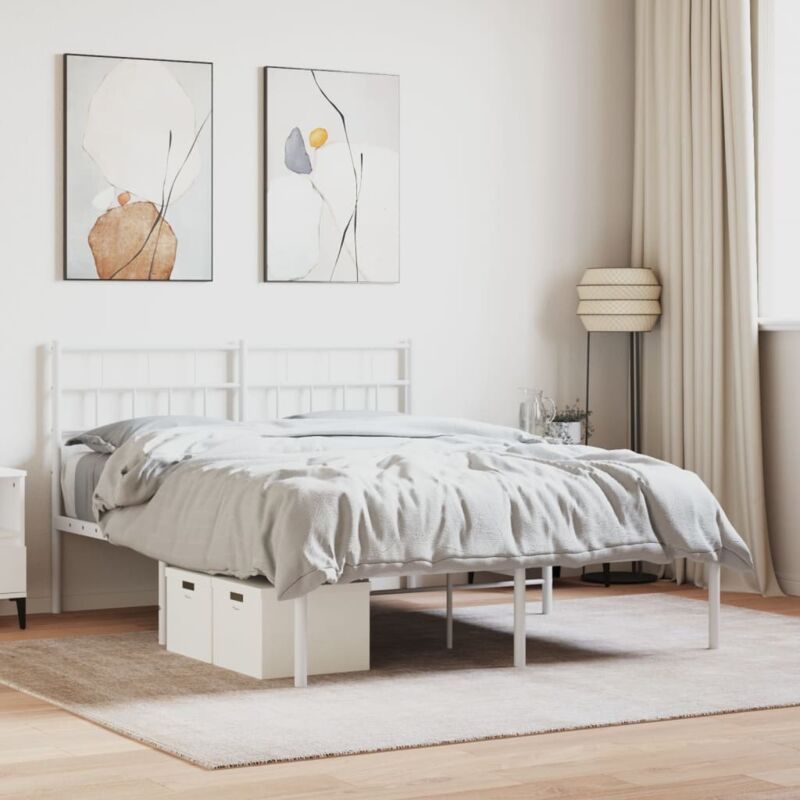 foto del prodotto giroletto con testiera in metallo bianco 120x200 cm vidaxl