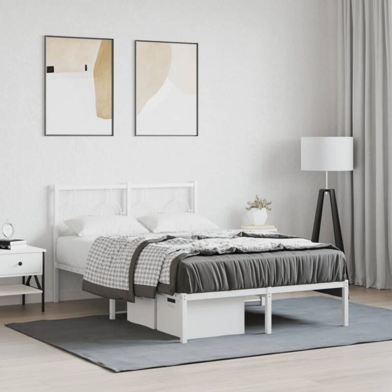 foto del prodotto giroletto con testiera in metallo bianco 120x200 cm vidaxl