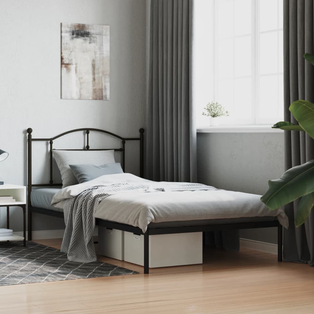 foto del prodotto giroletto con testiera in metallo nero 107x203 cmcod mxl 105745