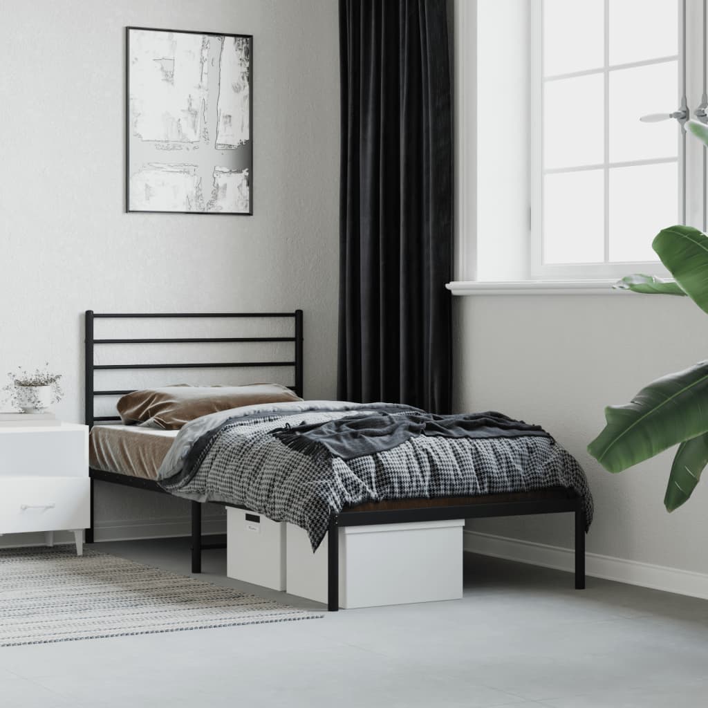 foto del prodotto giroletto con testiera in metallo nero 107x203 cmcod mxl 81519