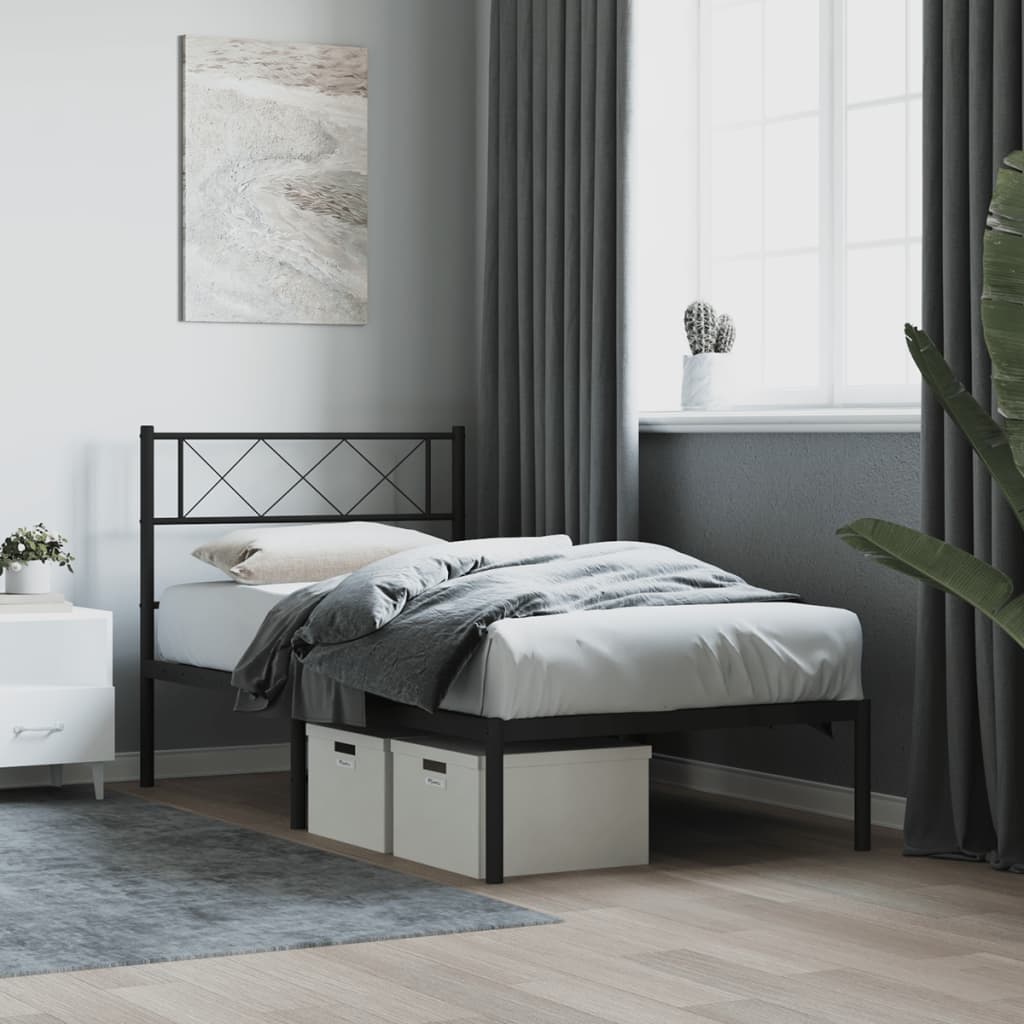 foto del prodotto giroletto con testiera in metallo nero 107x203 cmcod mxl 82571