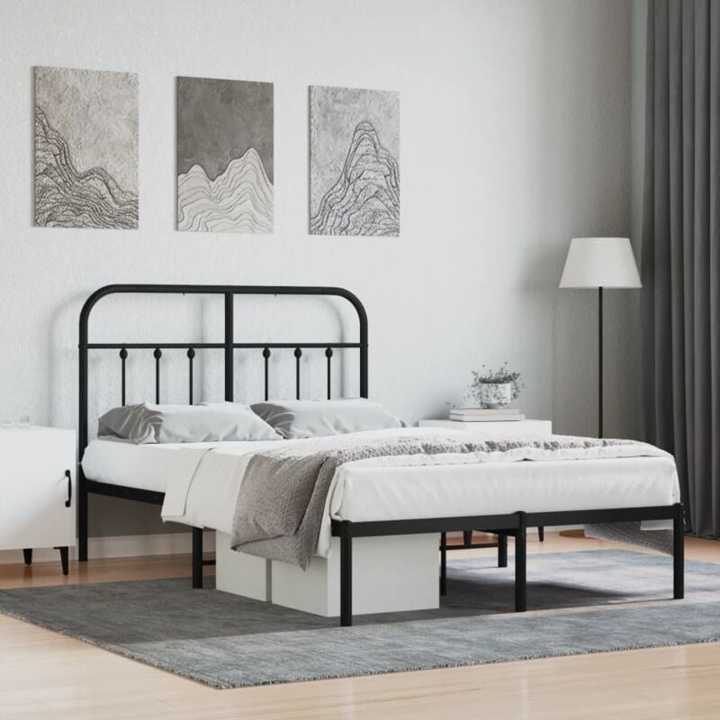 foto del prodotto giroletto con testiera in metallo nero 120x190 cm vidaxl