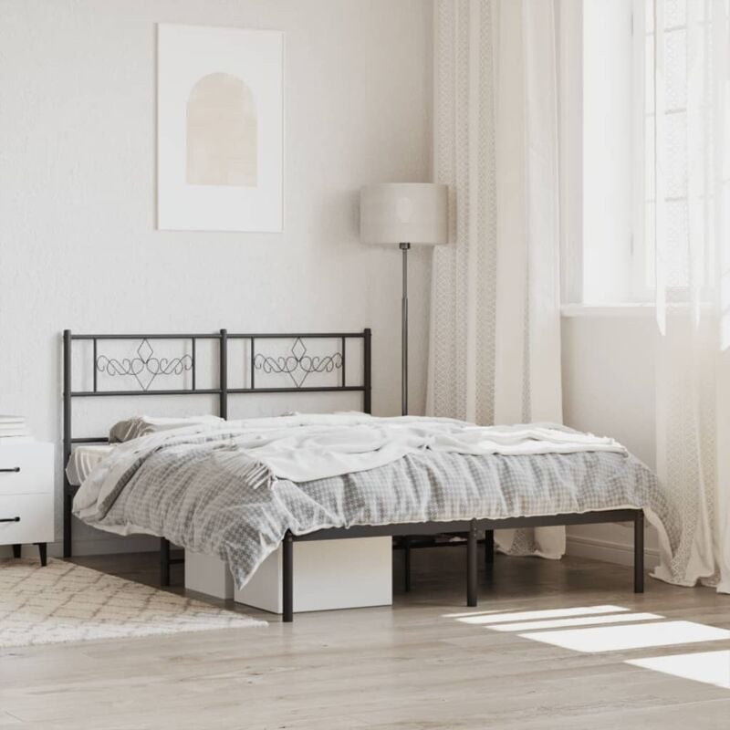 foto del prodotto giroletto con testiera in metallo nero 120x190 cm vidaxl