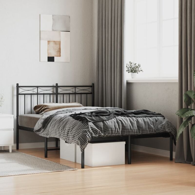 foto del prodotto giroletto con testiera in metallo nero 120x190 cmcod mxl 107905