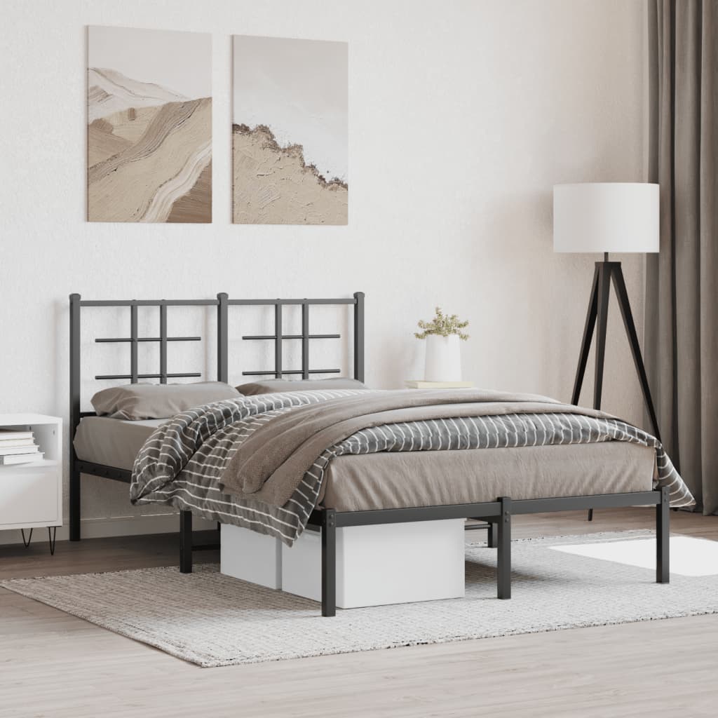 foto del prodotto giroletto con testiera in metallo nero 120x190 cmcod mxl 110673