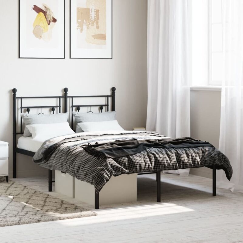 foto del prodotto giroletto con testiera in metallo nero 120x190 cmcod mxl 85717