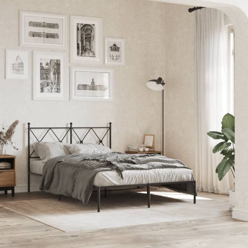 foto del prodotto giroletto con testiera in metallo nero 120x200 cm vidaxl