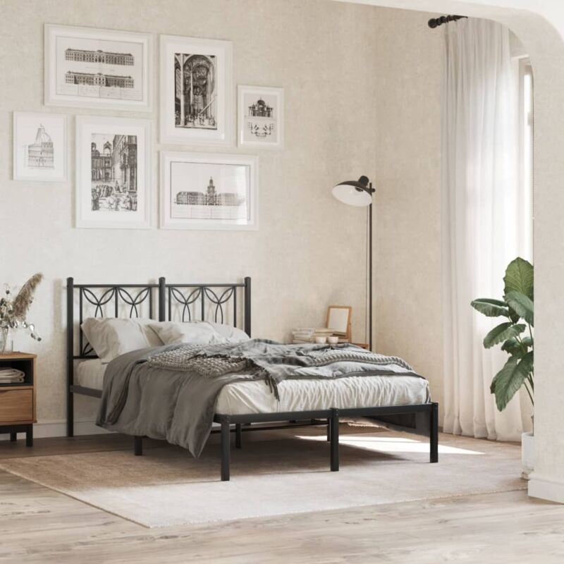 foto del prodotto giroletto con testiera in metallo nero 120x200 cm vidaxl