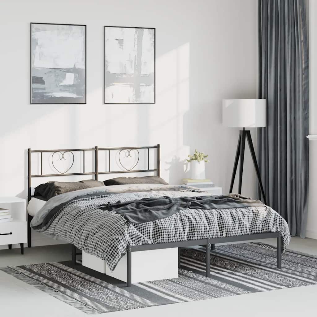 foto del prodotto giroletto con testiera in metallo nero 135x190 cmcod mxl 86512