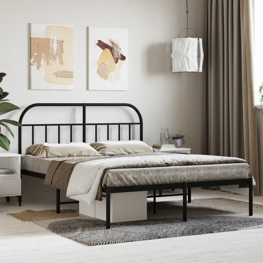 foto del prodotto giroletto con testiera in metallo nero 140x200 cmcod mxl 103336