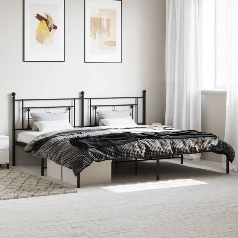 foto del prodotto giroletto con testiera in metallo nero 200x200 cm vidaxl