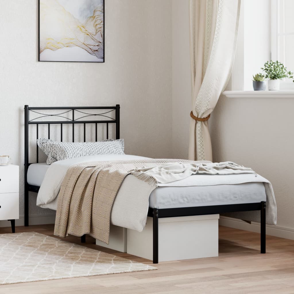 foto del prodotto giroletto con testiera in metallo nero 75x190 cmcod mxl 107912