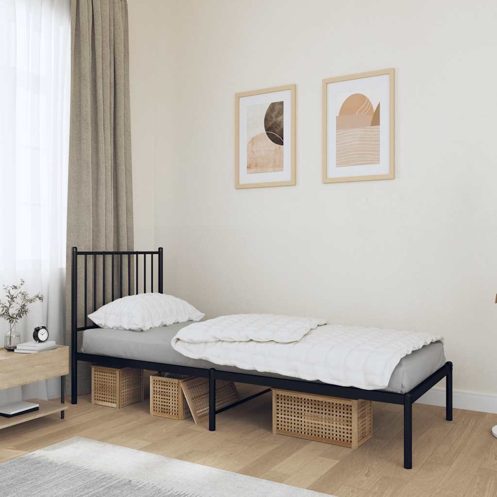 foto del prodotto giroletto con testiera in metallo nero 75x190 cmcod mxl 81792