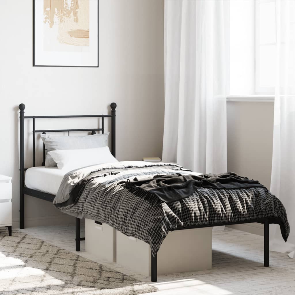 foto del prodotto giroletto con testiera in metallo nero 75x190 cmcod mxl 85715