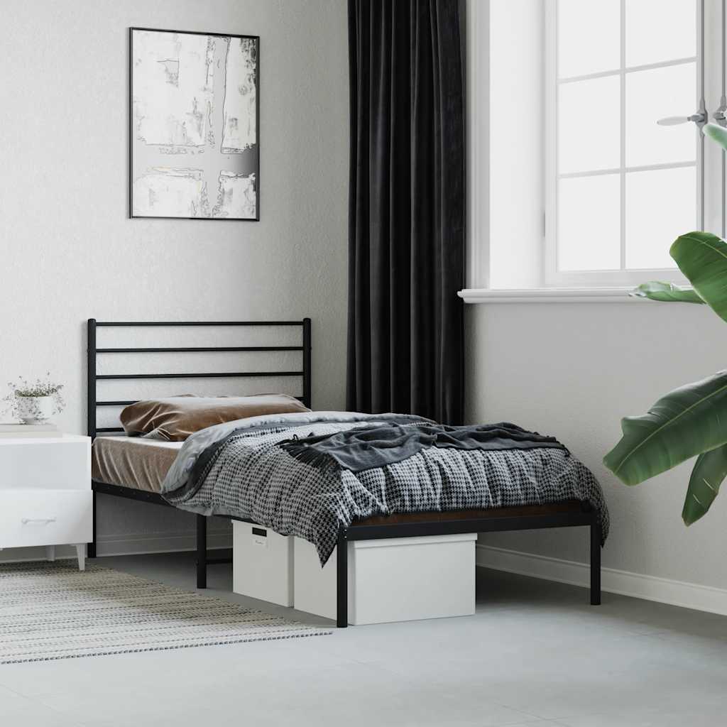 foto del prodotto giroletto con testiera in metallo nero 75x190 cmcod mxl 94618