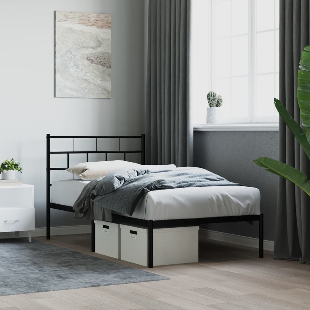 foto del prodotto giroletto con testiera in metallo nero 80x200 cmcod mxl 131131