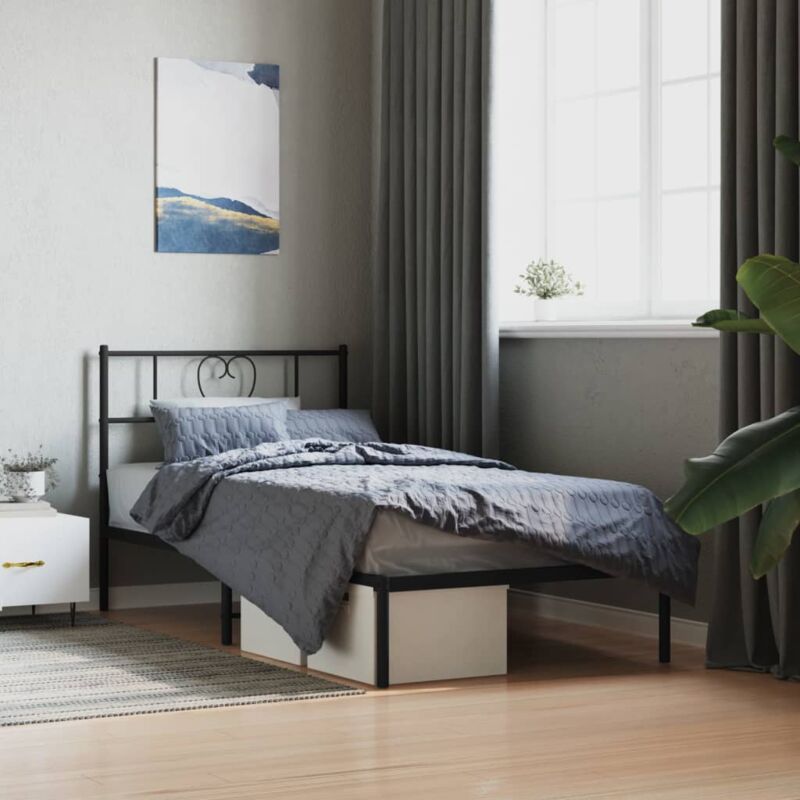 foto del prodotto giroletto con testiera in metallo nero 90x190 cm vidaxl