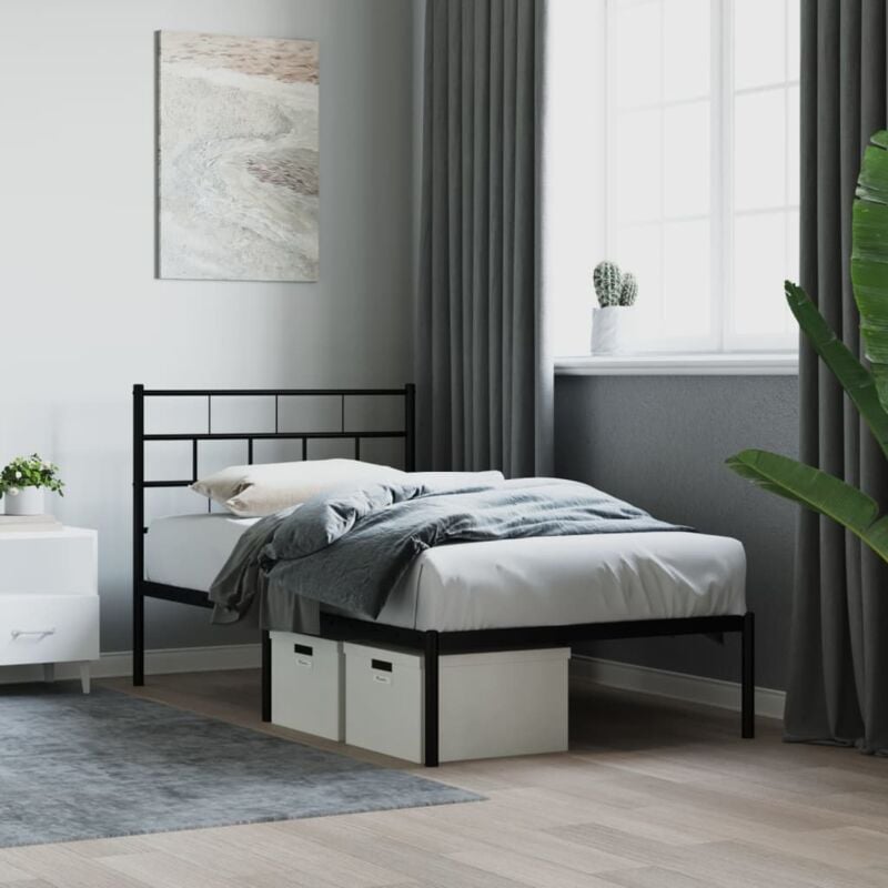 foto del prodotto giroletto con testiera in metallo nero 90x190 cm vidaxl