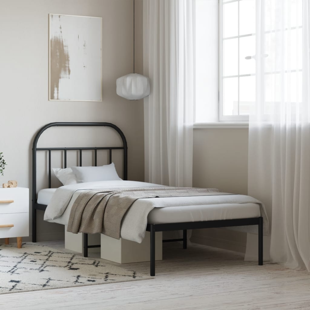 foto del prodotto giroletto con testiera in metallo nero 90x190 cmcod mxl 126922
