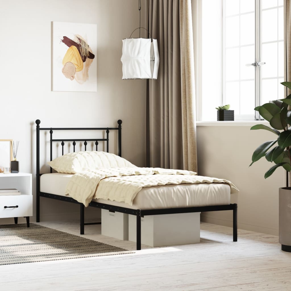 foto del prodotto giroletto con testiera in metallo nero 90x200 cm cod mxl 105771